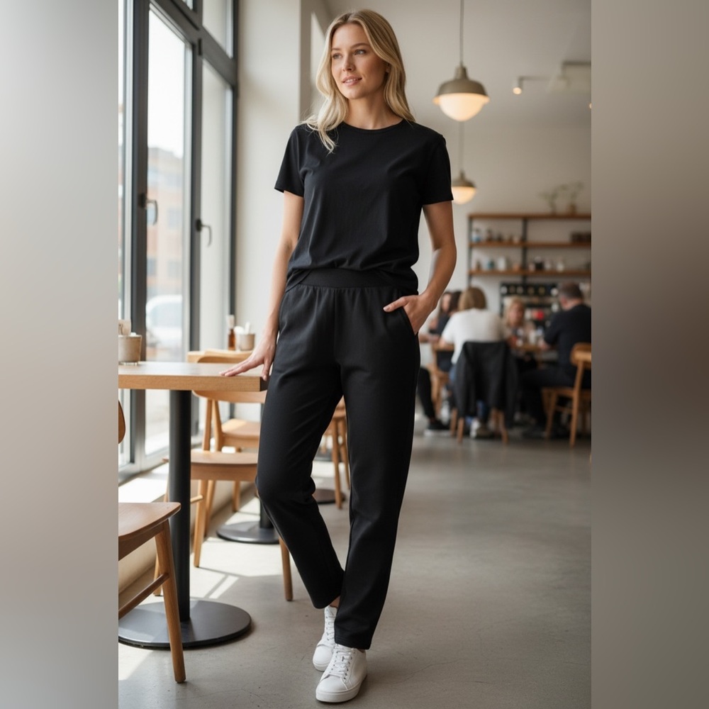 Black High-Waisted Fleece Pants